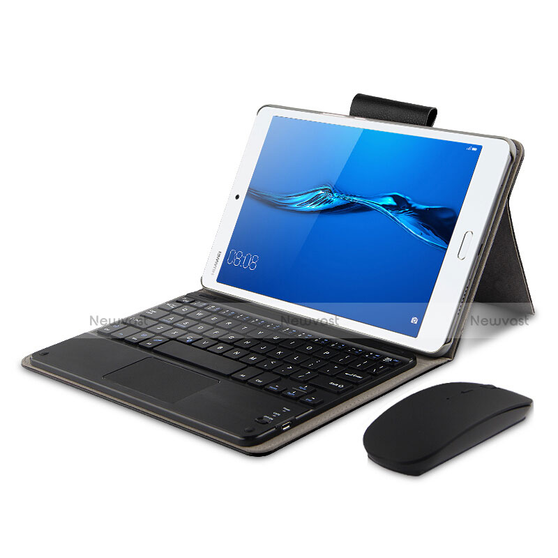 Leather Case Stands Flip Cover with Keyboard L02 for Huawei MediaPad M3 Lite 10.1 BAH-W09 Black