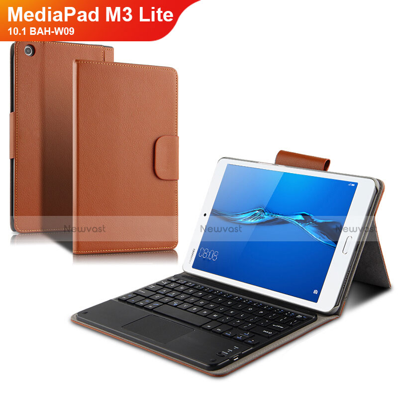 Leather Case Stands Flip Cover with Keyboard L02 for Huawei MediaPad M3 Lite 10.1 BAH-W09 White