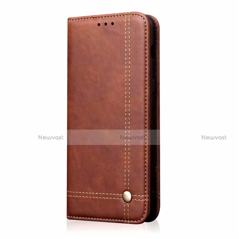 Leather Case Stands Flip Cover Z01 Holder for Samsung Galaxy S10 Lite Brown