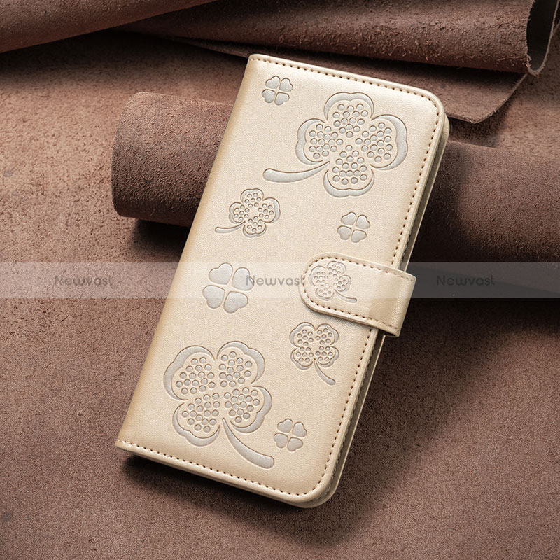 Leather Case Stands Flip Flowers Cover Holder BF1 for Oppo A35 Gold