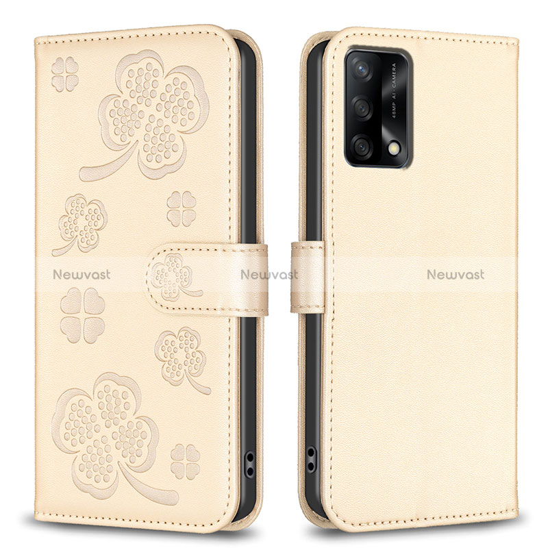 Leather Case Stands Flip Flowers Cover Holder BF1 for Oppo A74 4G