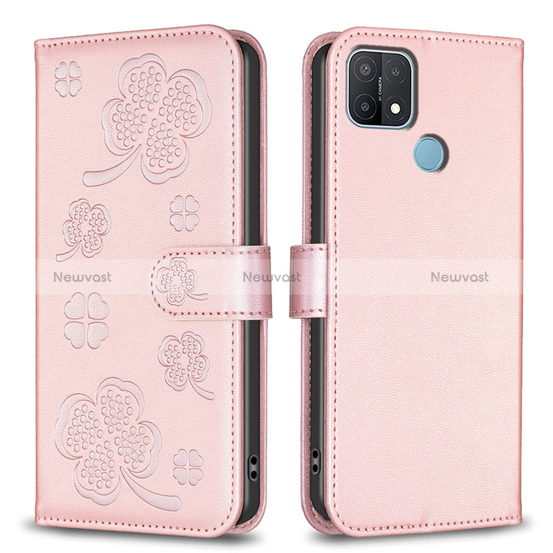 Leather Case Stands Flip Flowers Cover Holder BF2 for Oppo A15