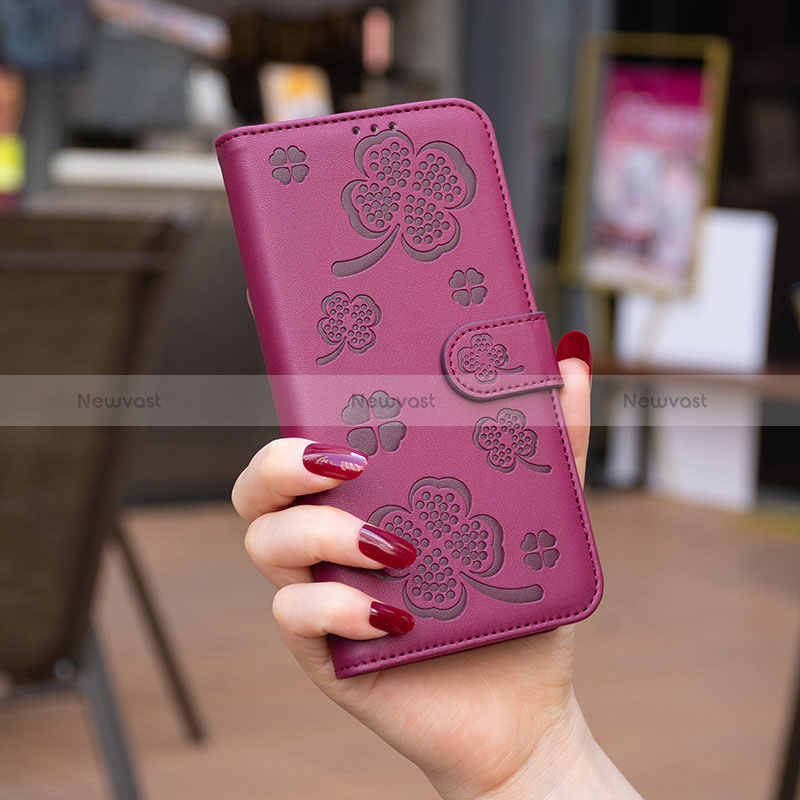 Leather Case Stands Flip Flowers Cover Holder BF2 for Oppo A17