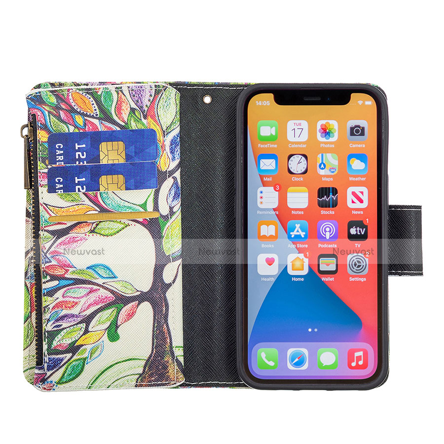 Leather Case Stands Flip Flowers Cover Holder for Apple iPhone 13 Pro Mixed