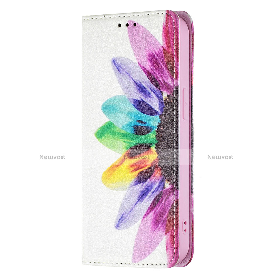 Leather Case Stands Flip Flowers Cover Holder for Apple iPhone 14 Plus Colorful