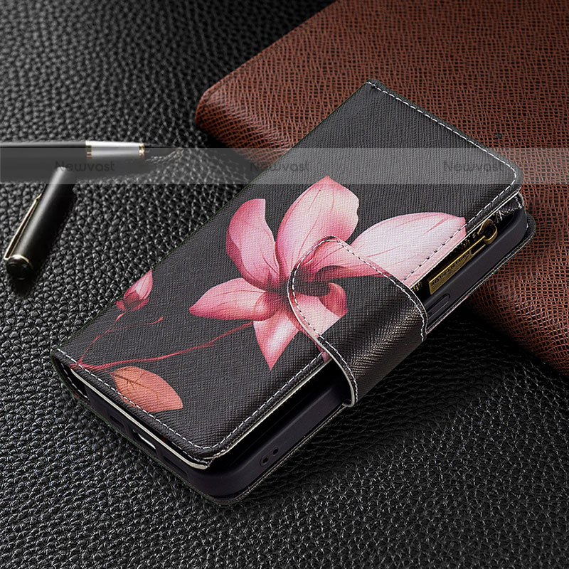 Leather Case Stands Flip Flowers Cover Holder for Apple iPhone 14 Pro Brown