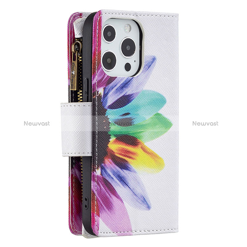 Leather Case Stands Flip Flowers Cover Holder for Apple iPhone 14 Pro Max Colorful