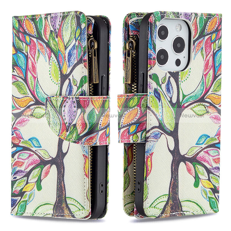 Leather Case Stands Flip Flowers Cover Holder for Apple iPhone 14 Pro Max Mixed