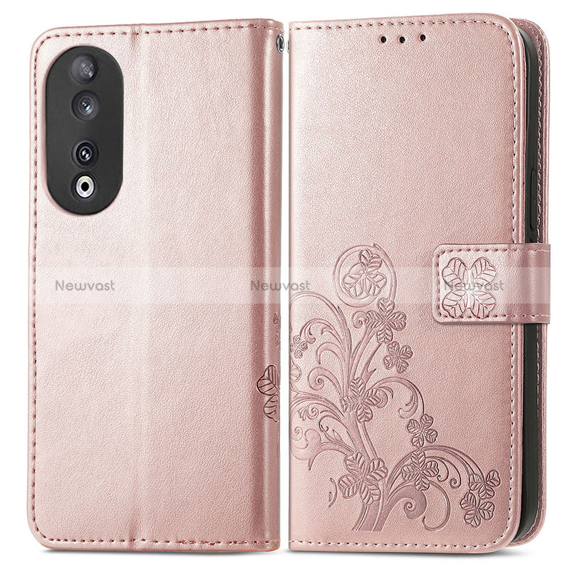 Leather Case Stands Flip Flowers Cover Holder for Huawei Honor 90 5G