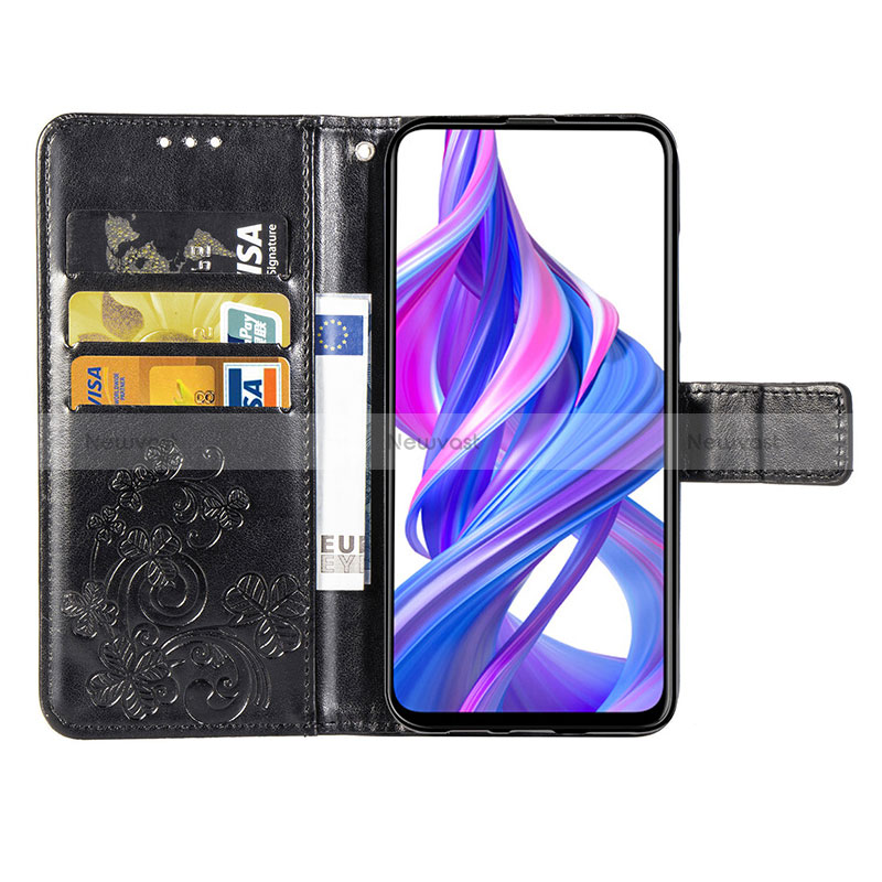 Leather Case Stands Flip Flowers Cover Holder for Huawei Honor 9X