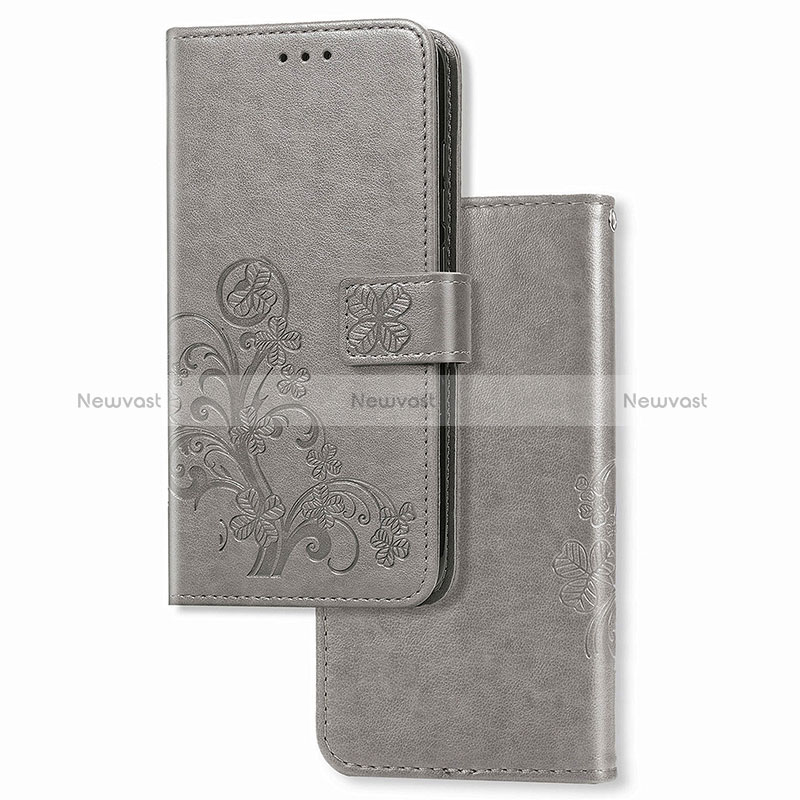 Leather Case Stands Flip Flowers Cover Holder for Huawei Mate 40 Gray