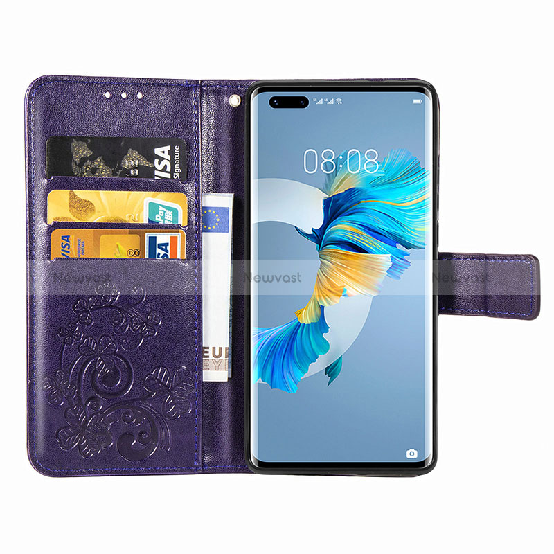 Leather Case Stands Flip Flowers Cover Holder for Huawei Mate 40 Pro