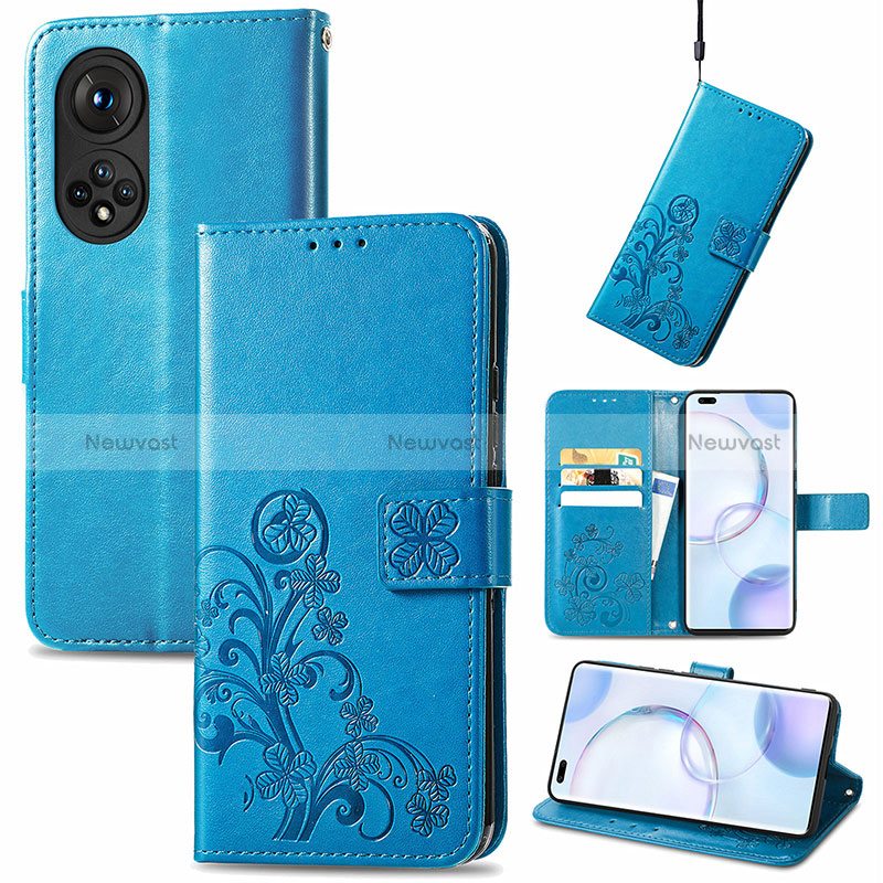 Leather Case Stands Flip Flowers Cover Holder for Huawei Nova 9 Pro