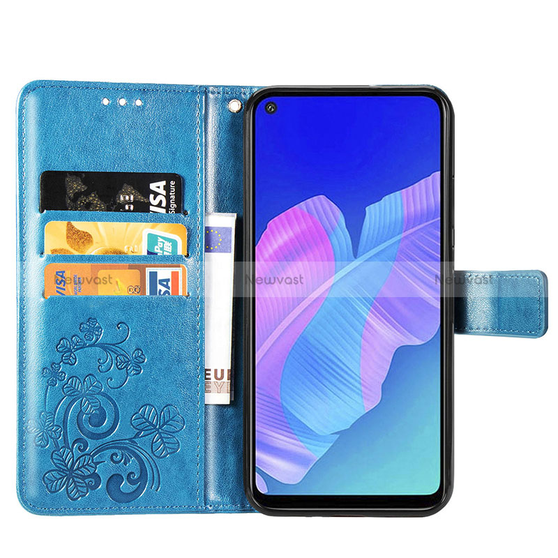 Leather Case Stands Flip Flowers Cover Holder for Huawei P40 Lite E