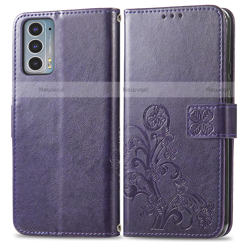 Leather Case Stands Flip Flowers Cover Holder for Motorola Moto Edge 20 5G