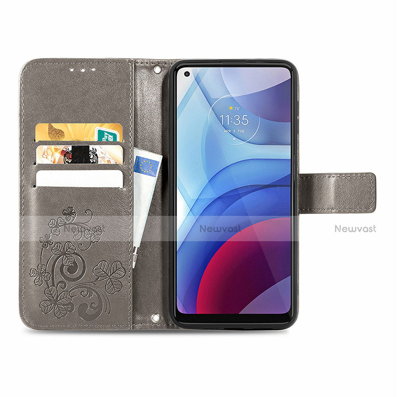Leather Case Stands Flip Flowers Cover Holder for Motorola Moto G Power (2021)