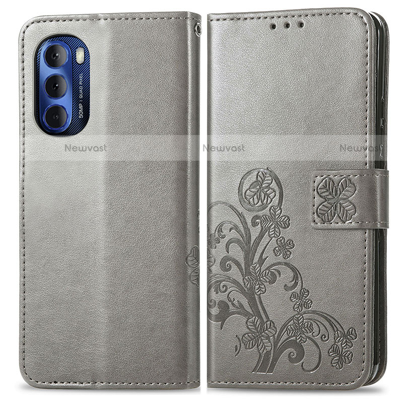 Leather Case Stands Flip Flowers Cover Holder for Motorola Moto G Stylus (2022) 4G