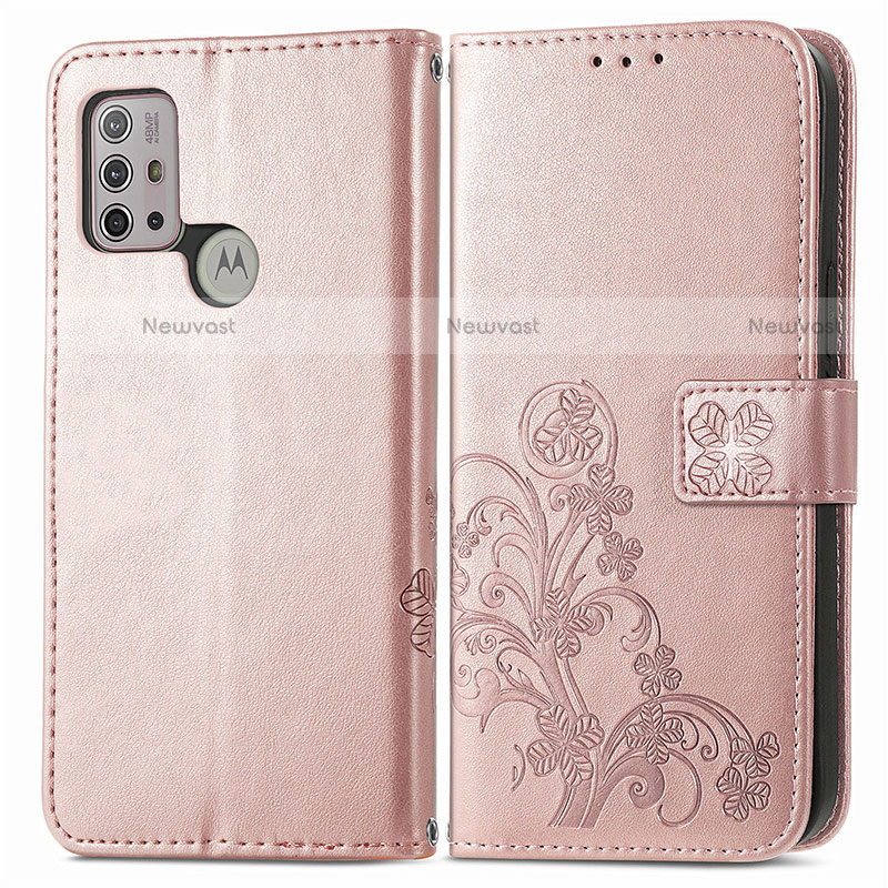 Leather Case Stands Flip Flowers Cover Holder for Motorola Moto G10