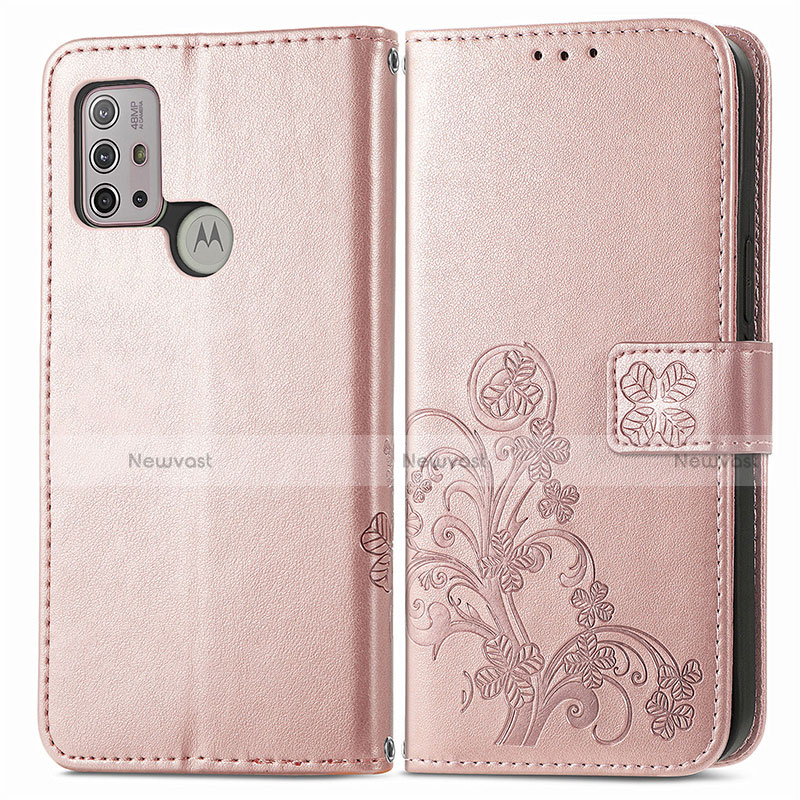 Leather Case Stands Flip Flowers Cover Holder for Motorola Moto G30