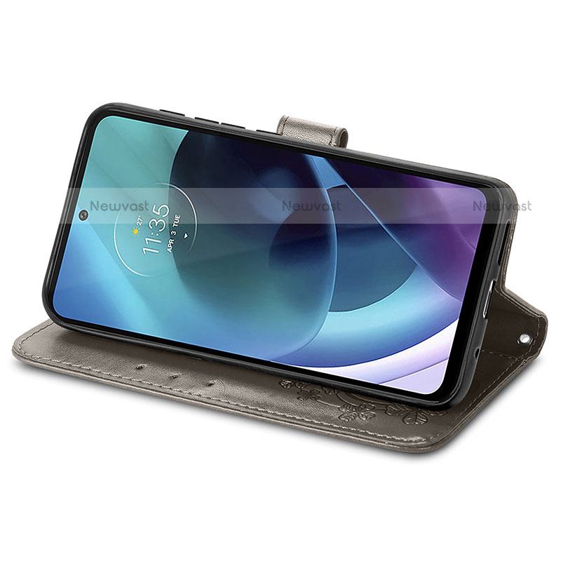 Leather Case Stands Flip Flowers Cover Holder for Motorola Moto G71 5G