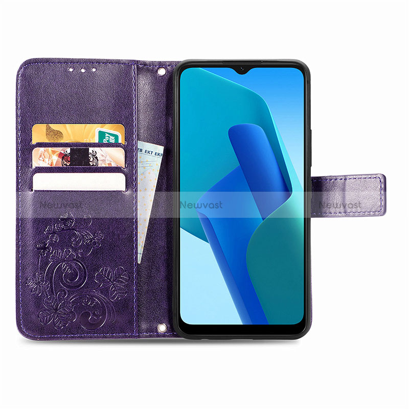 Leather Case Stands Flip Flowers Cover Holder for Oppo A16e