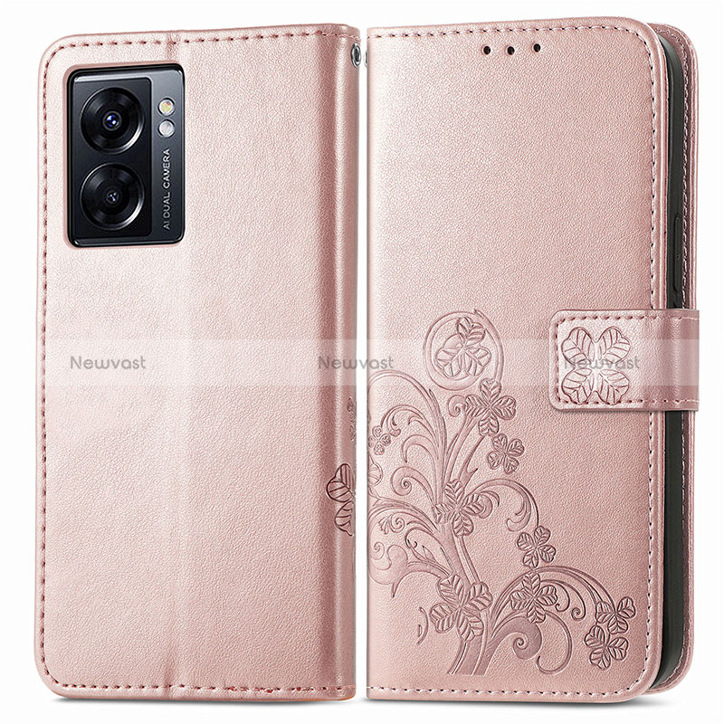 Leather Case Stands Flip Flowers Cover Holder for Oppo A56S 5G