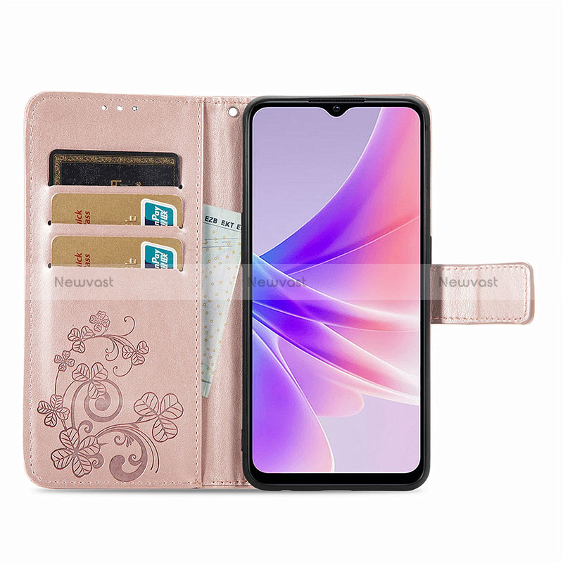 Leather Case Stands Flip Flowers Cover Holder for Oppo A57 5G