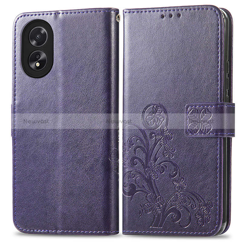 Leather Case Stands Flip Flowers Cover Holder for Oppo A58 4G