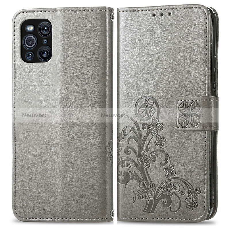 Leather Case Stands Flip Flowers Cover Holder for Oppo Find X3 5G