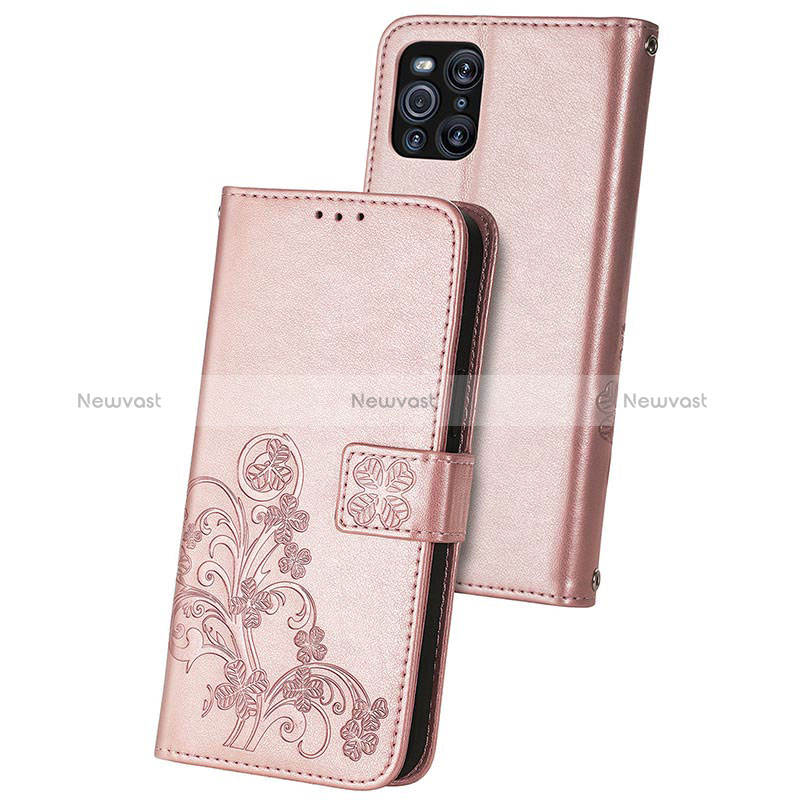 Leather Case Stands Flip Flowers Cover Holder for Oppo Find X3 5G