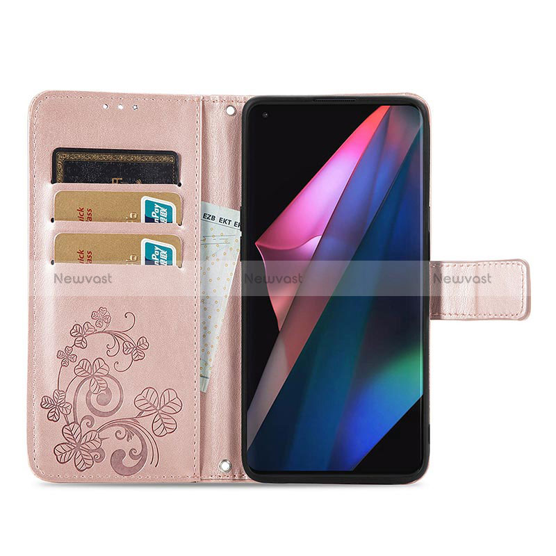 Leather Case Stands Flip Flowers Cover Holder for Oppo Find X3 5G