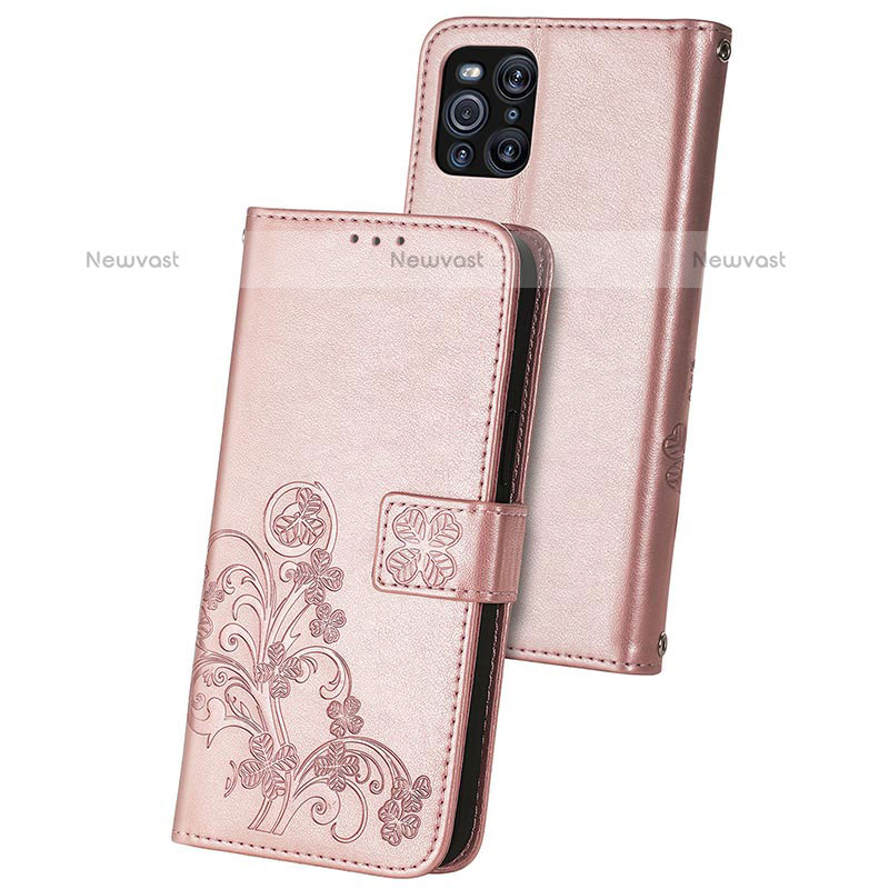Leather Case Stands Flip Flowers Cover Holder for Oppo Find X3 Pro 5G