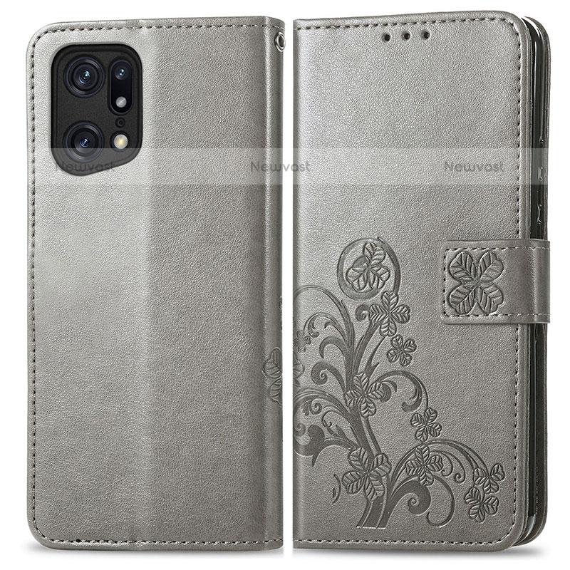 Leather Case Stands Flip Flowers Cover Holder for Oppo Find X5 Pro 5G