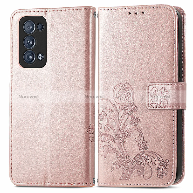 Leather Case Stands Flip Flowers Cover Holder for Oppo Reno6 Pro 5G