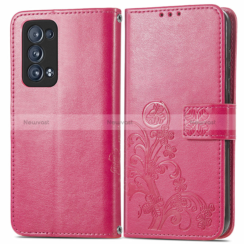 Leather Case Stands Flip Flowers Cover Holder for Oppo Reno6 Pro 5G