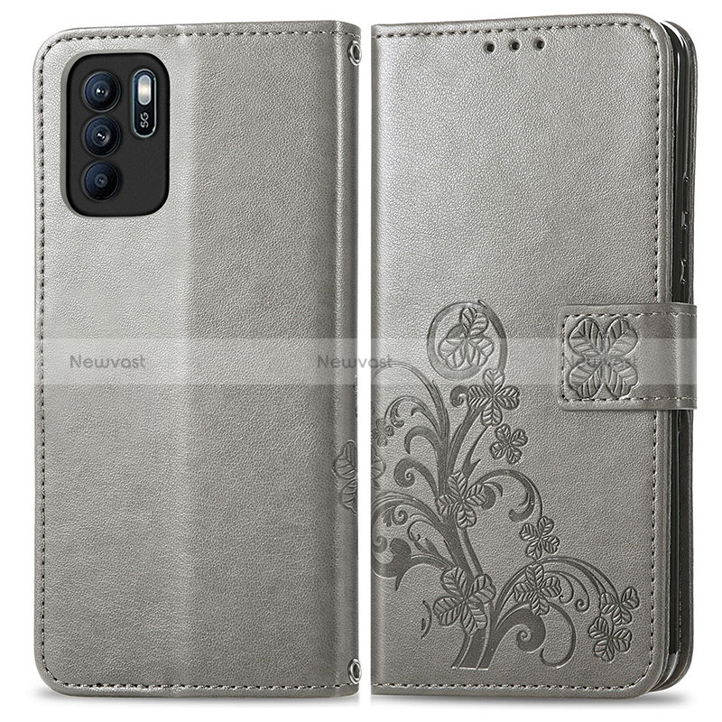 Leather Case Stands Flip Flowers Cover Holder for Oppo Reno6 Z 5G