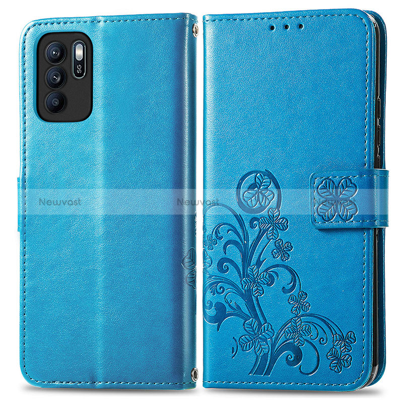 Leather Case Stands Flip Flowers Cover Holder for Oppo Reno6 Z 5G