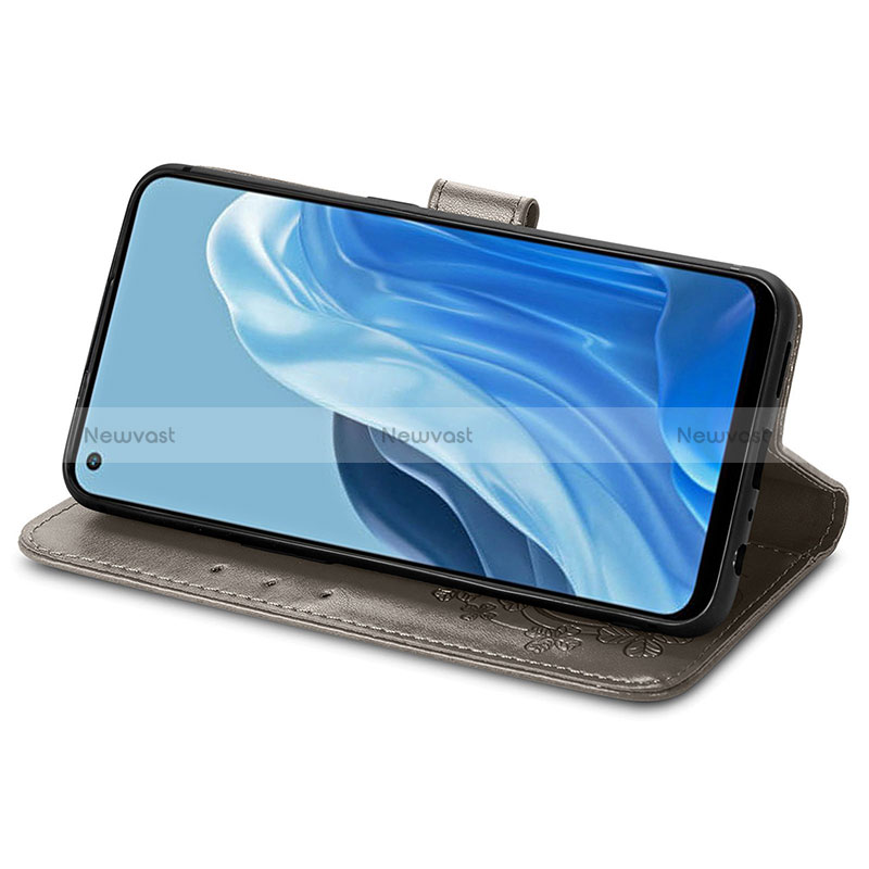 Leather Case Stands Flip Flowers Cover Holder for Oppo Reno7 4G