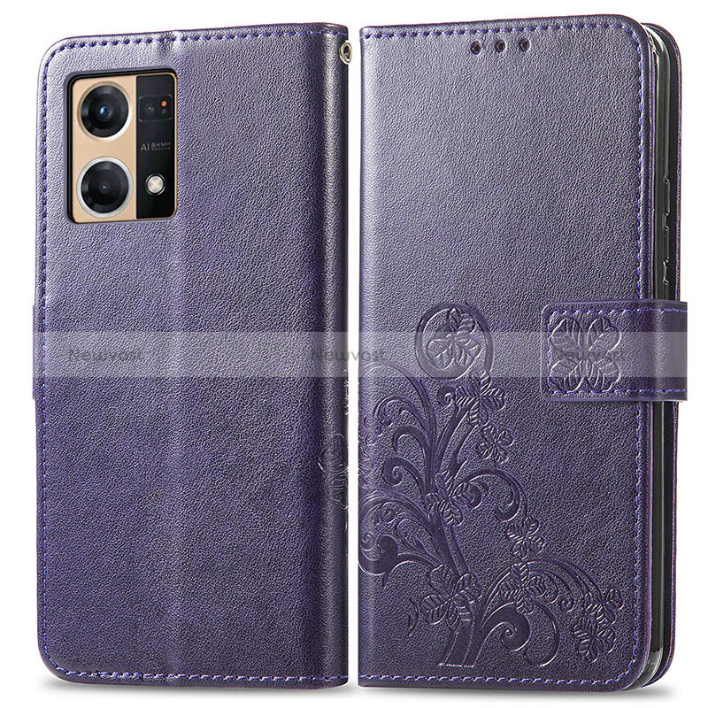 Leather Case Stands Flip Flowers Cover Holder for Oppo Reno8 4G
