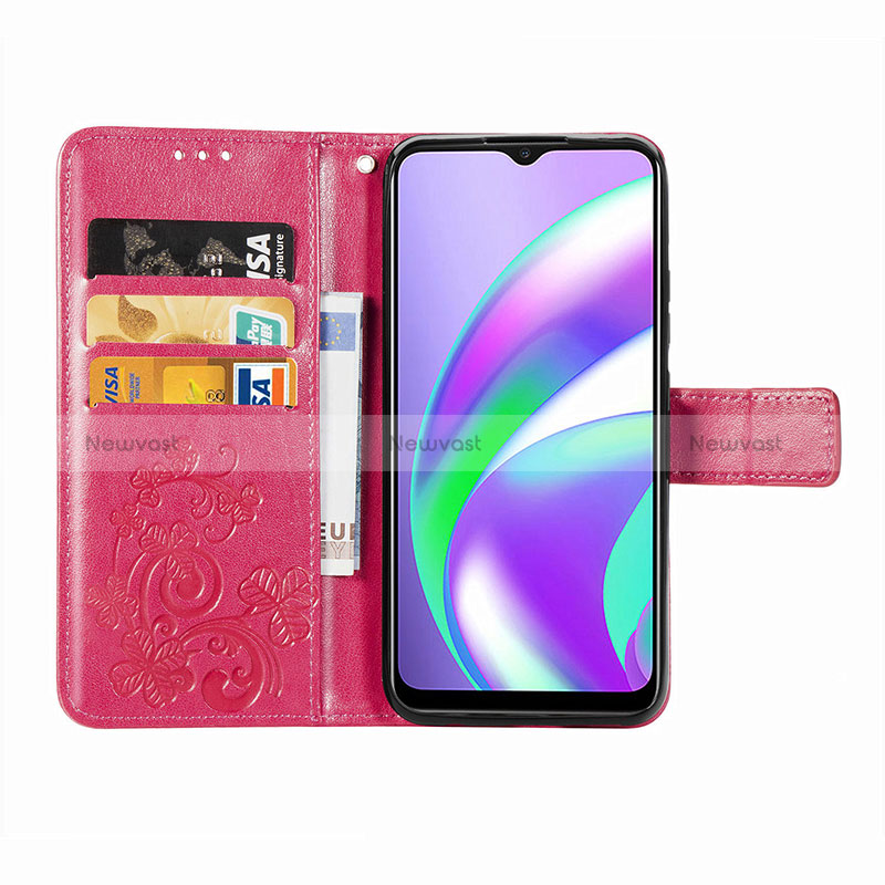 Leather Case Stands Flip Flowers Cover Holder for Realme C25