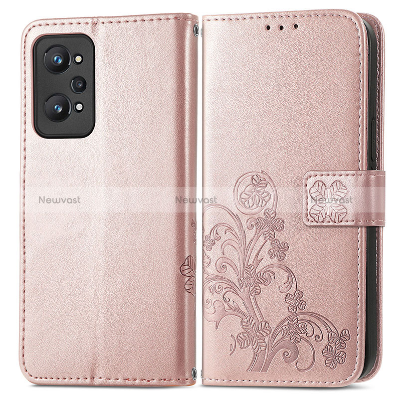 Leather Case Stands Flip Flowers Cover Holder for Realme GT Neo 3T 5G