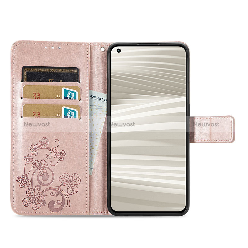 Leather Case Stands Flip Flowers Cover Holder for Realme GT2 Pro 5G