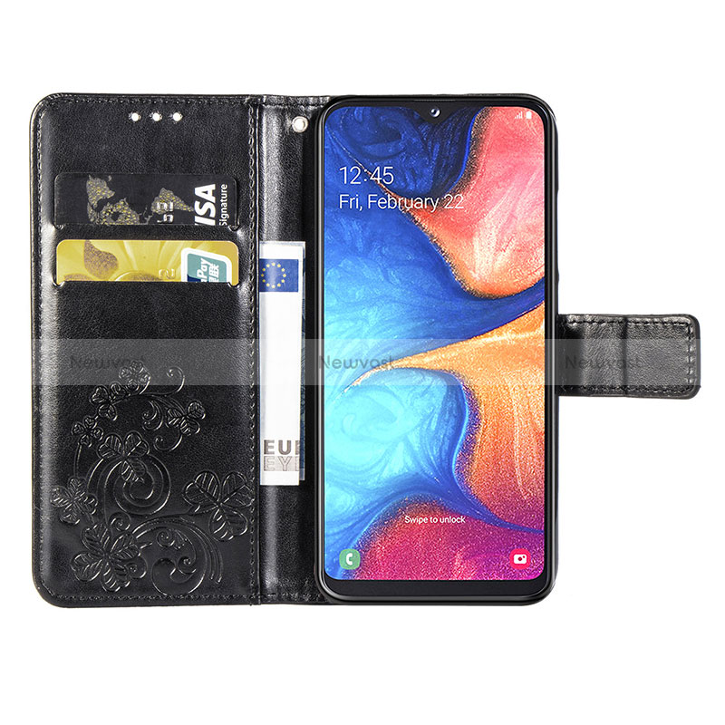 Leather Case Stands Flip Flowers Cover Holder for Samsung Galaxy A20e