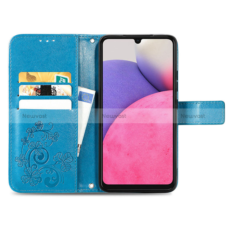 Leather Case Stands Flip Flowers Cover Holder for Samsung Galaxy A33 5G