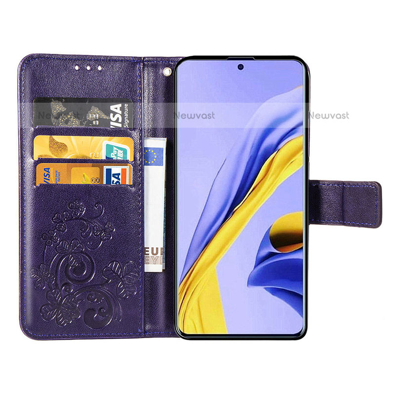 Leather Case Stands Flip Flowers Cover Holder for Samsung Galaxy A51 4G