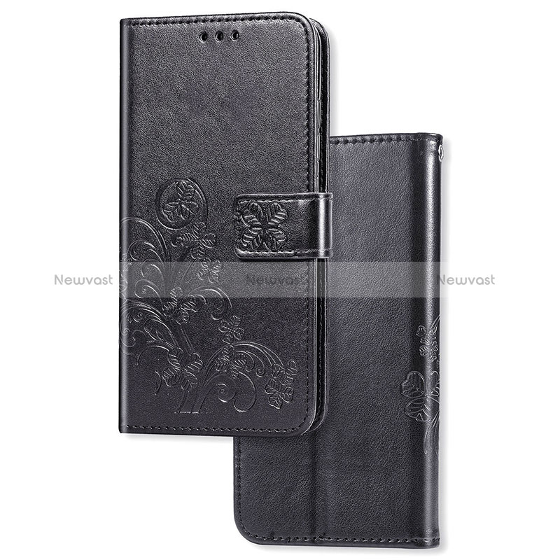 Leather Case Stands Flip Flowers Cover Holder for Samsung Galaxy A51 5G Black