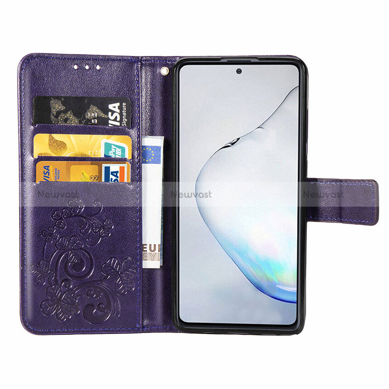 Leather Case Stands Flip Flowers Cover Holder for Samsung Galaxy A81