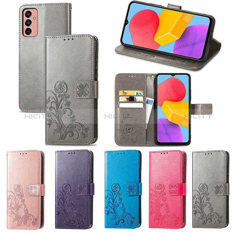 Leather Case Stands Flip Flowers Cover Holder for Samsung Galaxy F13 4G