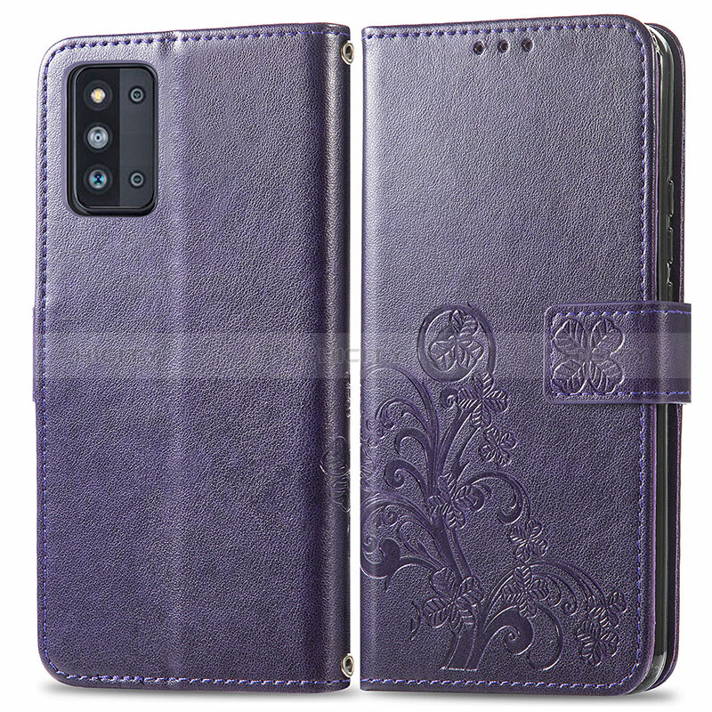 Leather Case Stands Flip Flowers Cover Holder for Samsung Galaxy F52 5G