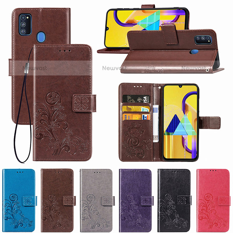 Leather Case Stands Flip Flowers Cover Holder for Samsung Galaxy M30s